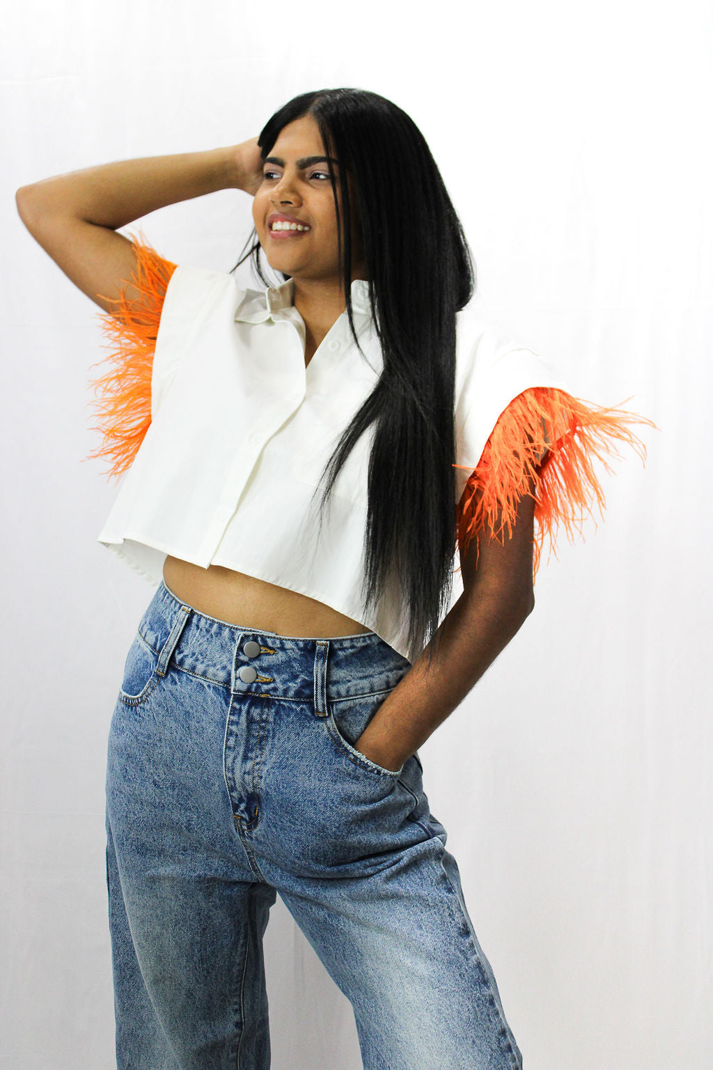 Milano Crop Top Orange Feather
