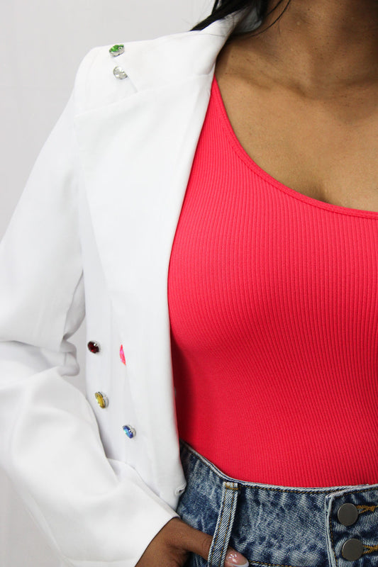 Coral Basic One Shoulder top