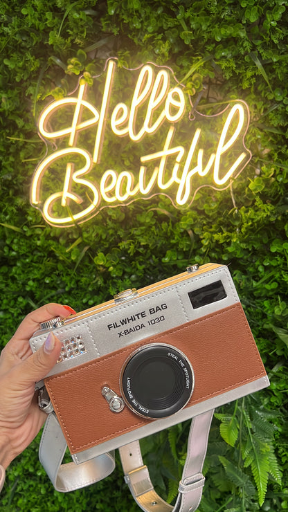 Camara Leather Crossbody silver