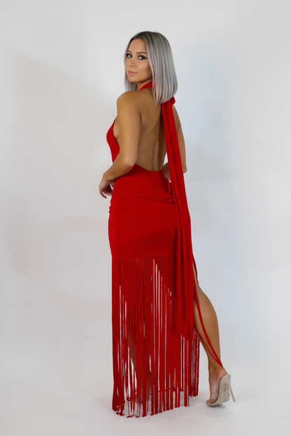 Sexy Red Fringe Dress