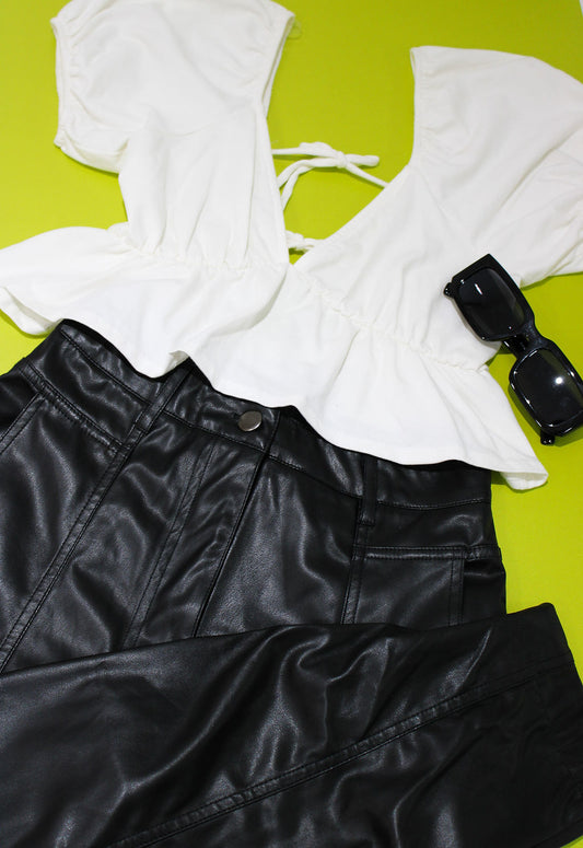 White Crop Top Ruffle