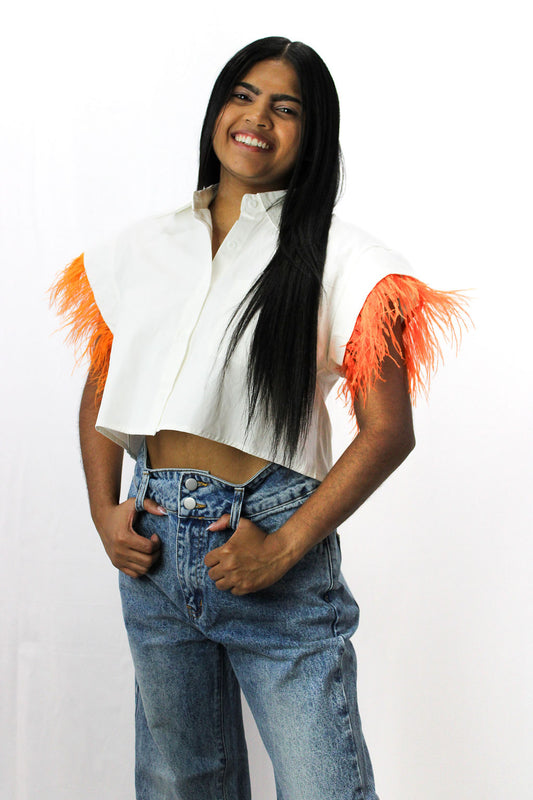 Milano Crop Top Orange Feather